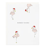 Warmest Wishes Flamingo Santas Card