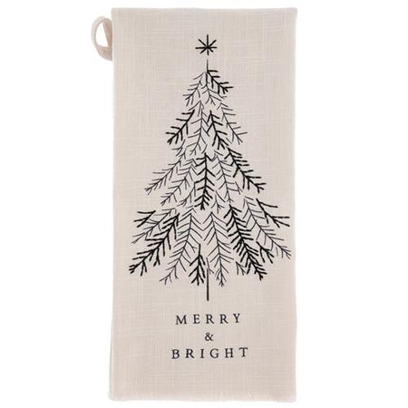 Embroidered Cotton Holiday Tea Towel