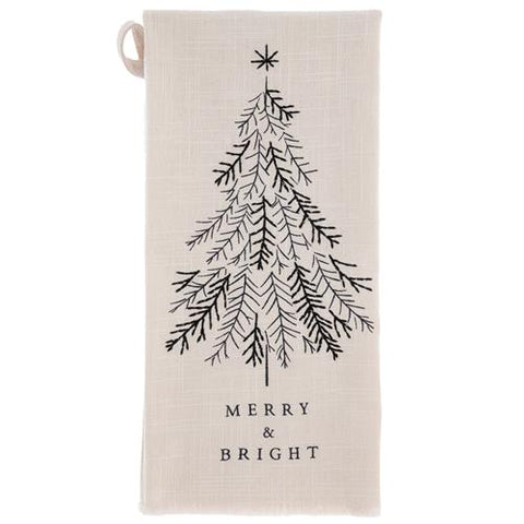 Embroidered Cotton Holiday Tea Towel