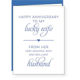 Lucky Wife Anniversary Card
