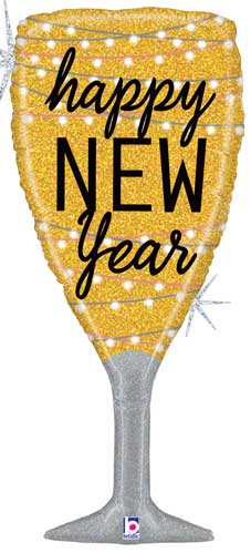 New Year Champagne Glass Balloon - 37"