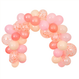 Pink Balloon & Streamer Arch - 50 Balloons