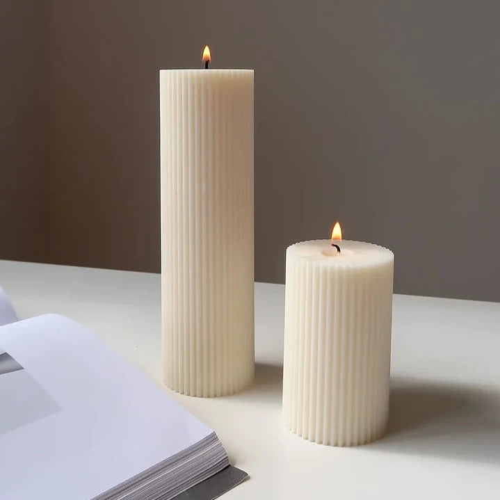 Scented Soy Ribbed Pillar Candle