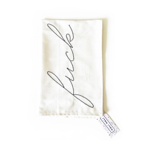 F* Embroidered Tea Towel
