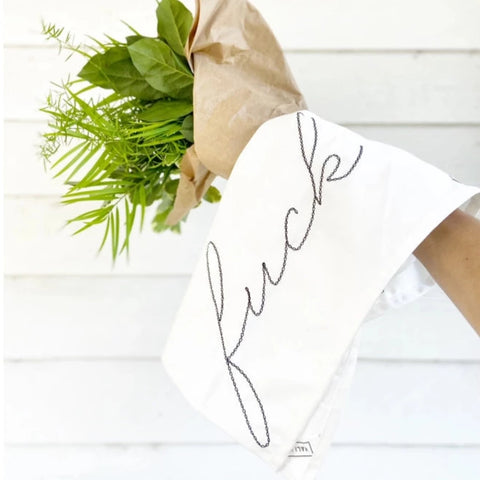 F* Embroidered Tea Towel
