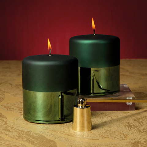 Tonal Metallic Green Pillar Candle