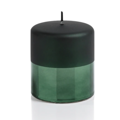 Tonal Metallic Green Pillar Candle