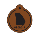 Georgia State Silhouette Leather Keychain